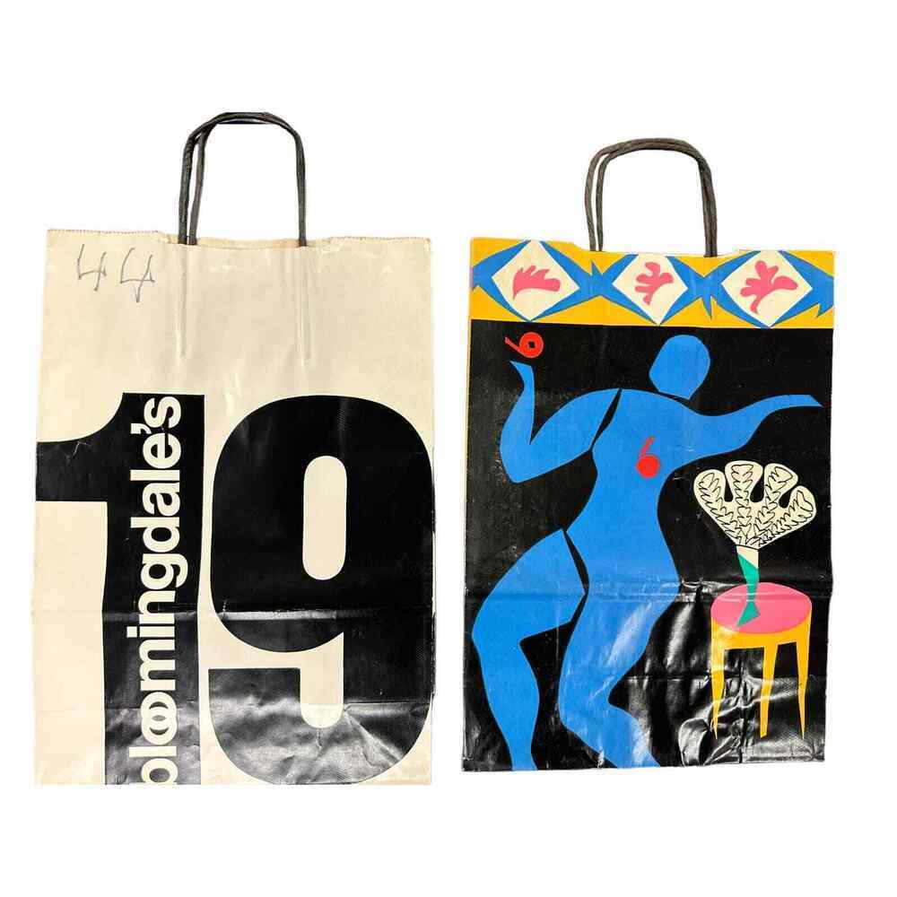 2 VTG Bloomingdale's Paper Bags New Years 1982 & New Years 1980 Matisse